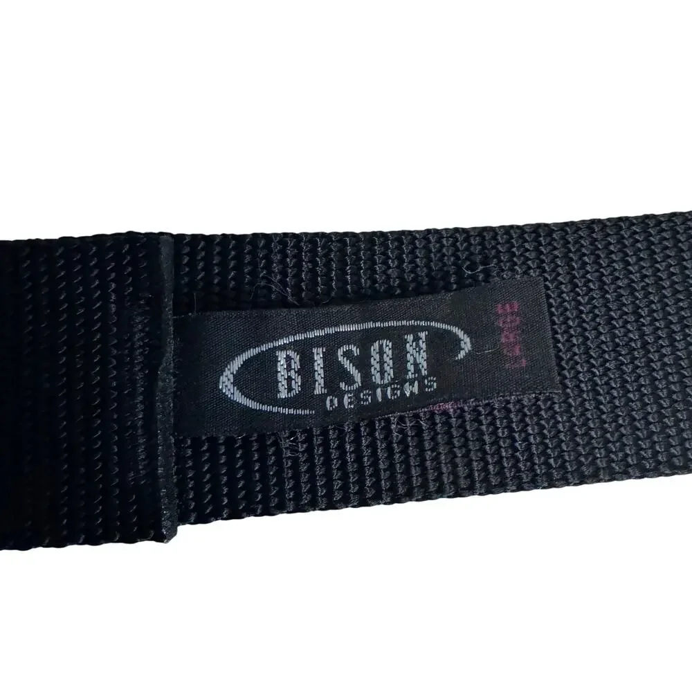 Bison Designs Men's Large Black Nylon Webbing Belt Tactical Hiking Outdoor USA